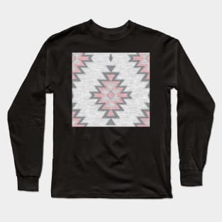 Pink and Grey Textured Kilim Long Sleeve T-Shirt